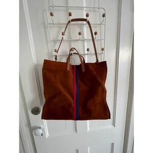 Clare V. suede bag simple tote stripe brown